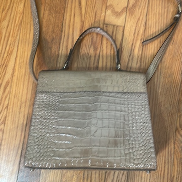 KATE SPADE Knightsbridge Doris Croc Embossed Satchel Leather Crossbody Taupe - Picture 3 of 15